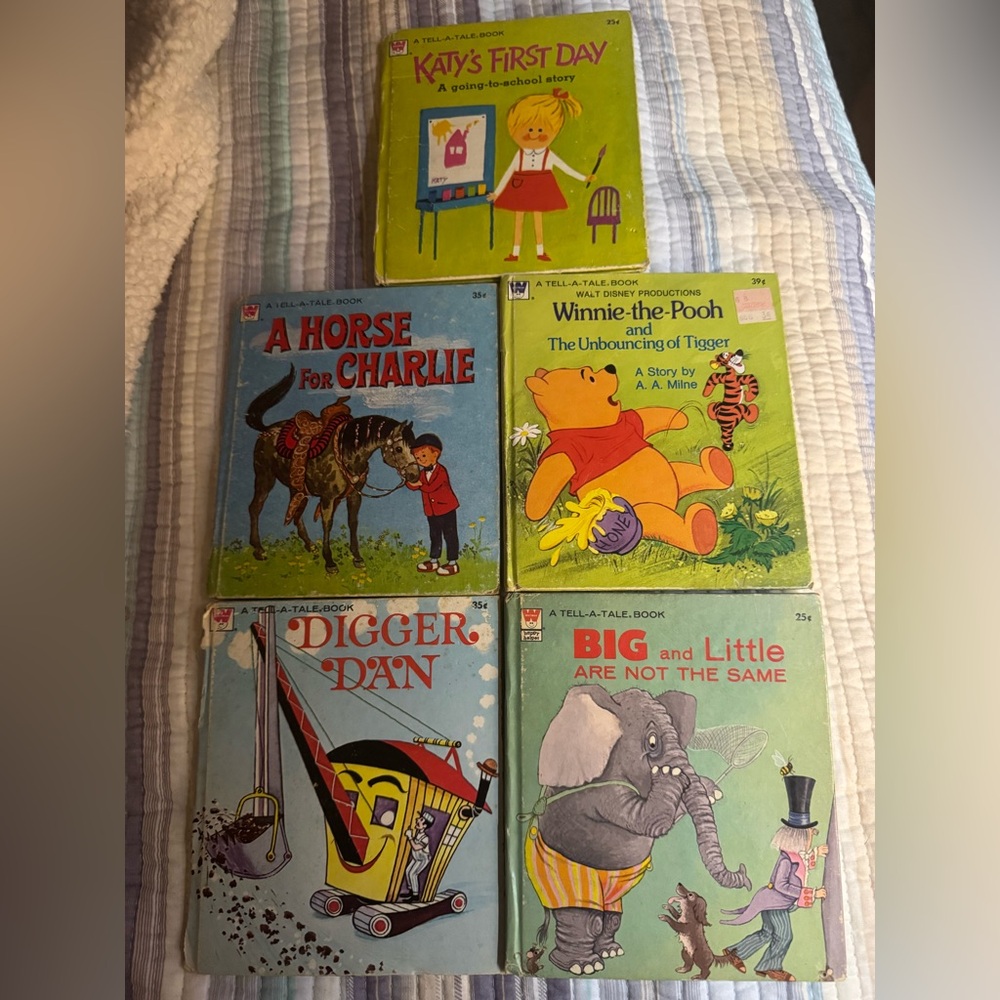 Vintage Book Lot Katy's First Day, Pooh, horse Charlie, Digger Dan, Big & Little
